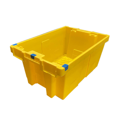 Caisse mobile en plastique de HDPE jaune réutilisable empilable de 60 x de 40 x de 27.5cm