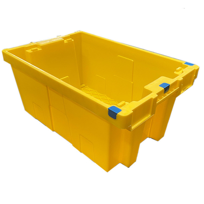Caisses en plastique empilables de caisse mobile en plastique jaune de HDPE de 60 x de 40 x de 27.5cm