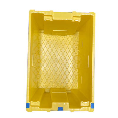 Caisse mobile en plastique de HDPE jaune réutilisable empilable de 60 x de 40 x de 27.5cm
