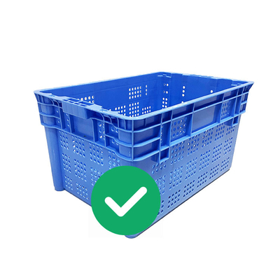 Caisses en plastique empilables de stockage de fruits de mer de HDPE de la Vierge pp de charge empilable des caisses 70Kg